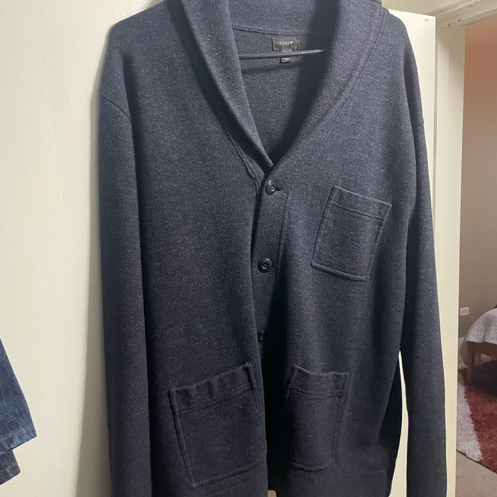 J. Crew Men's Navy Shawl Collar Cardigan